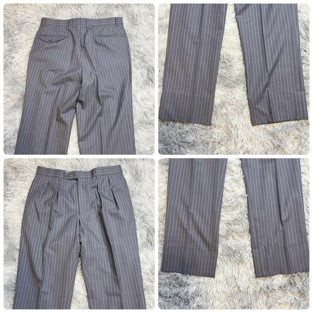 【ほぼ新品】バーバリー ロンドン ストライプ ビジネススーツ セット グレー Ｓ
