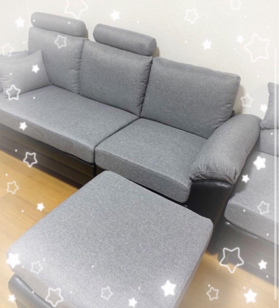 ソファ　ソファー　ソファセット　グレー×ブラック　ソファーベッド　多機能　大型