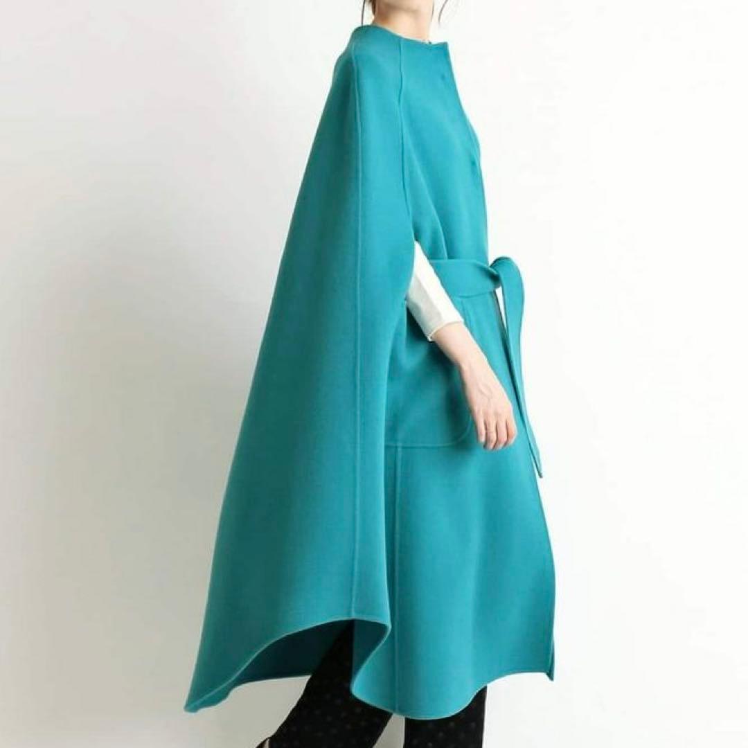 IENA LA BOUCLE ダブルフェイス ボートネック ケープコート