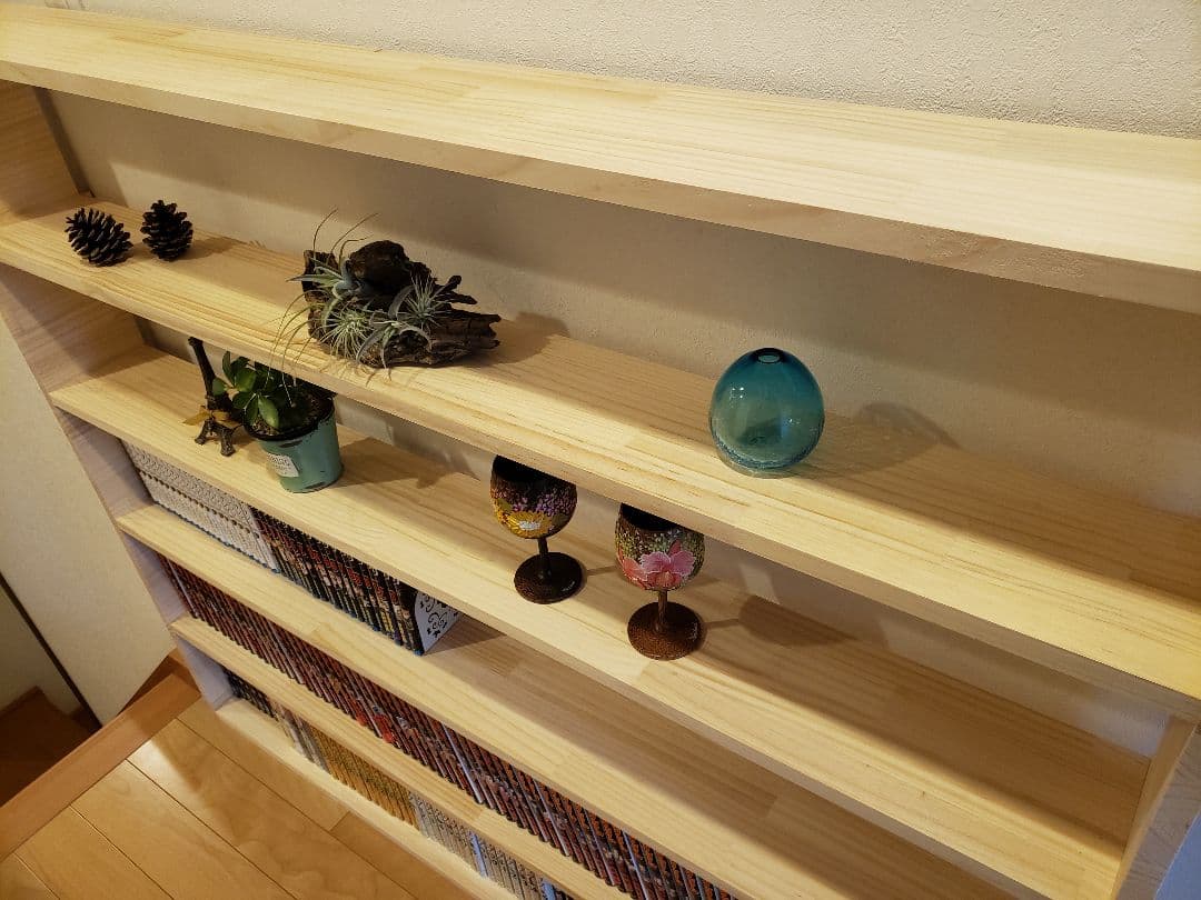 木製オープンシェルフ 本棚 大きめ　ナチュラルブックシェルフ