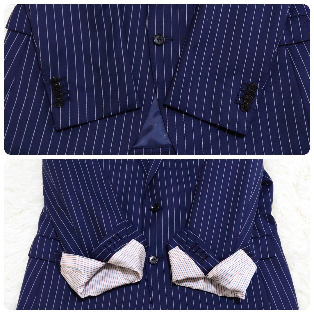 オリヒカ　スーツ　Super130'S　ネイビー　ストライプ　AB5　M相当