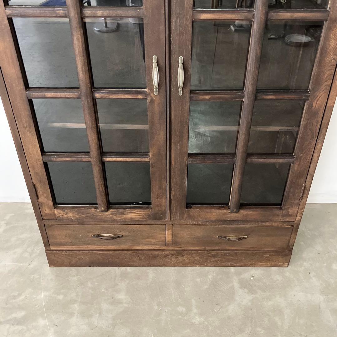 レトロ　アンティーク　古道具　古家具　本棚　食器棚　ガラス棚　キャビネット