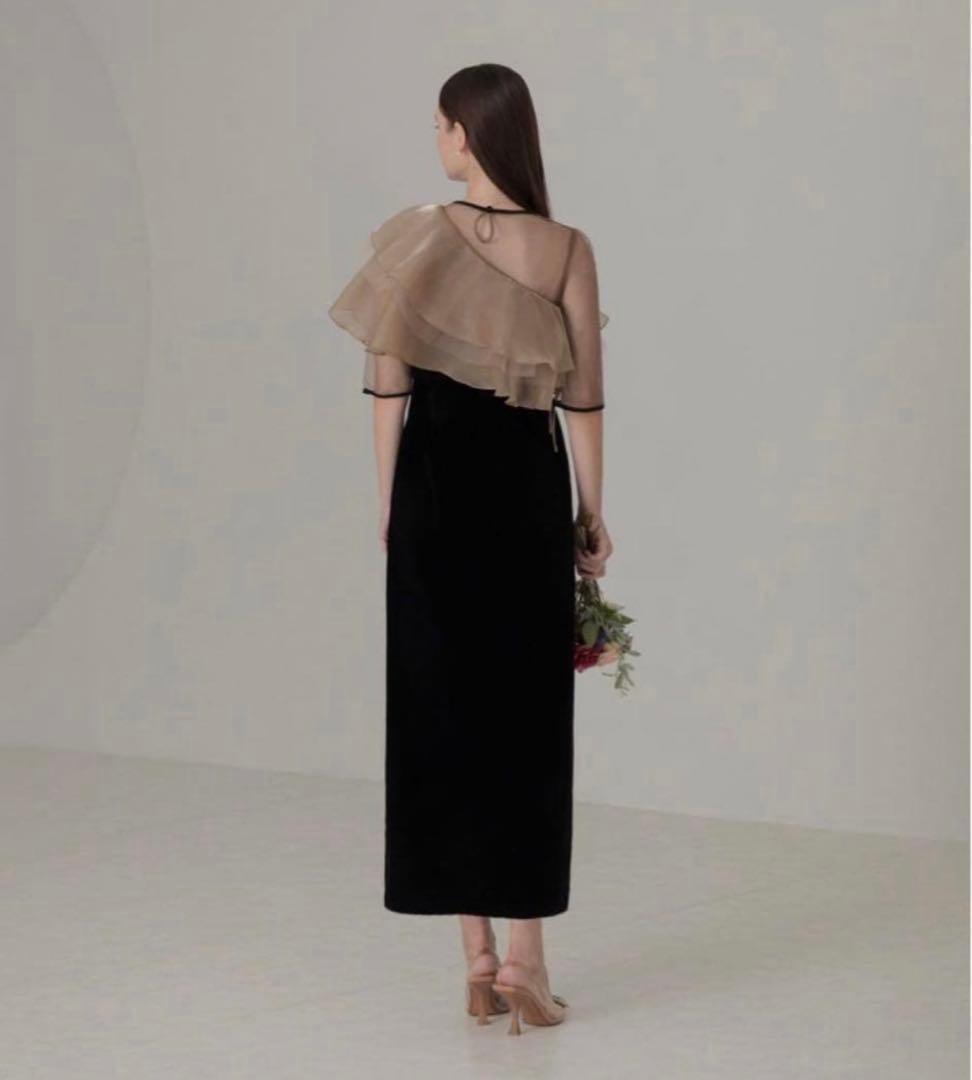 試着のみ【Leja 】アシンメトリーティアードフリル3WAYベロア 3点セット