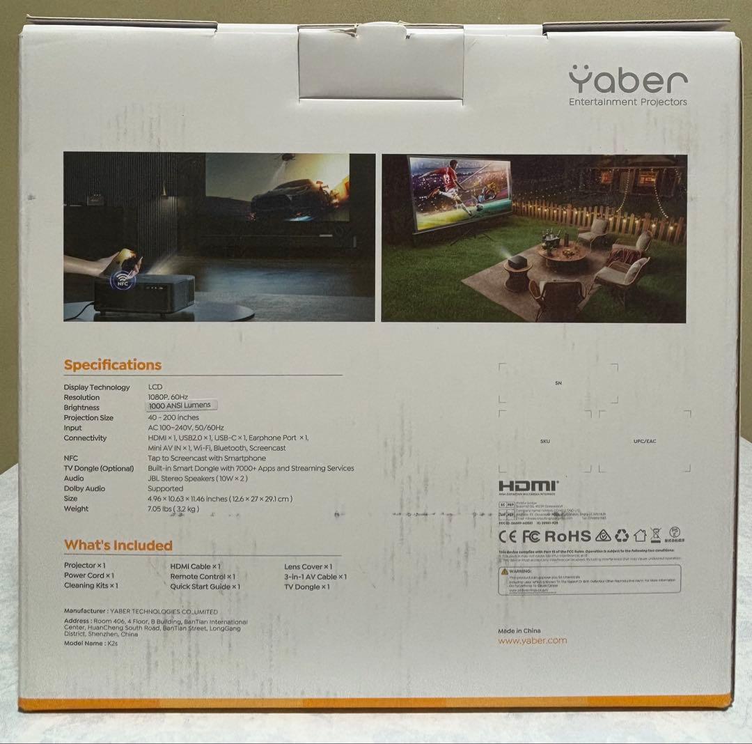 Yaber K2sスマートエンターテインメントシアタープロジェクター【中古品】