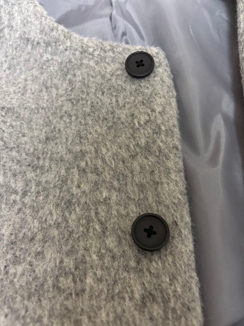 ごはん　no collar wool shaggy jacket M