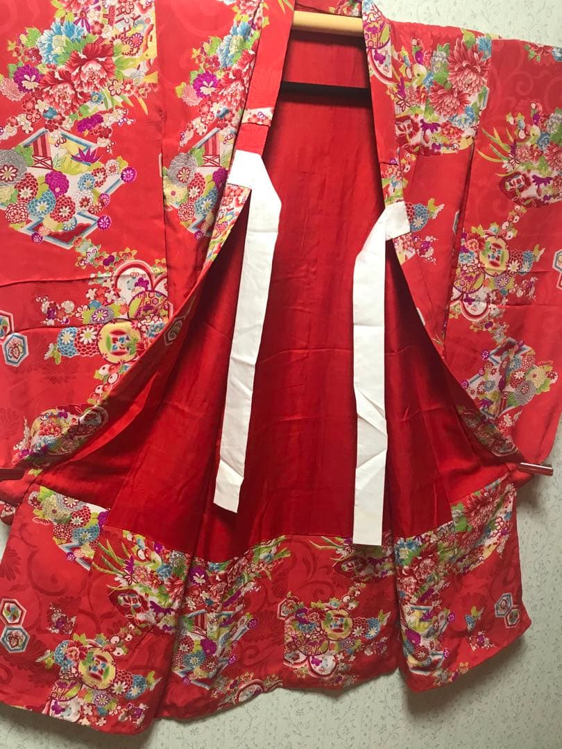 七五三女の子着物セット　アンティーク　正絹　5歳 小さめ7歳　珊瑚色❤️