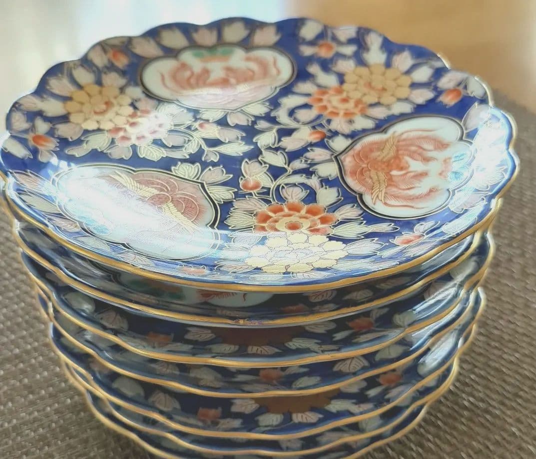 最高級　古伊万里　幸楽窯　献上手古伊万里鳳凰　金襴手　金彩鳳凰牡丹文様　皿　５枚