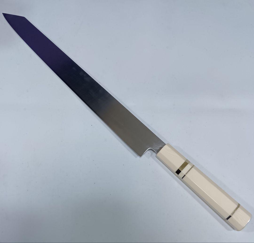 ステン本焼V金10号切付柳刃包丁33cm人工象牙八角柄