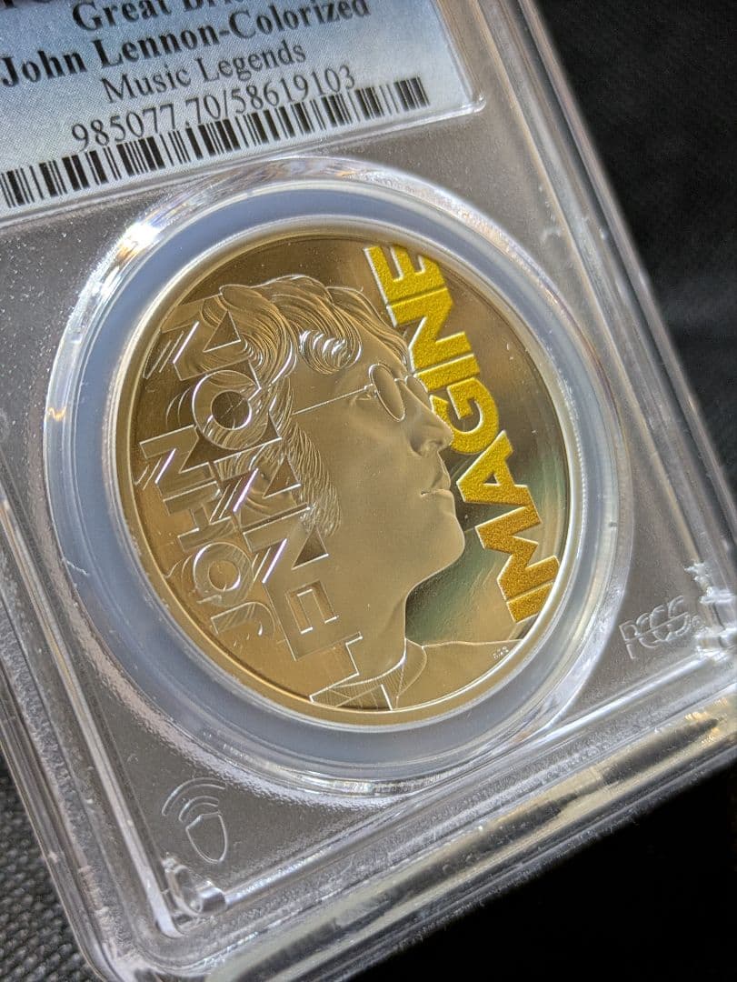 【国内入手困難！】最高鑑定PF70　英国王立造幣局ジョン・レノン　カラー銀貨