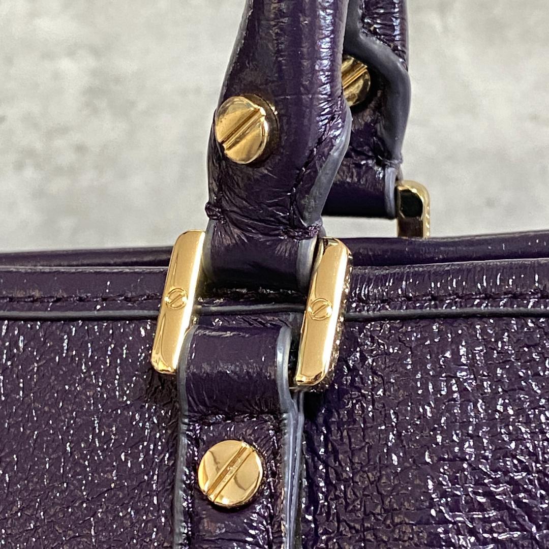 ✨極美品✨トリーバーチ アマンダ ハンドバッグ エナメル 紫 デカロゴ 希少色