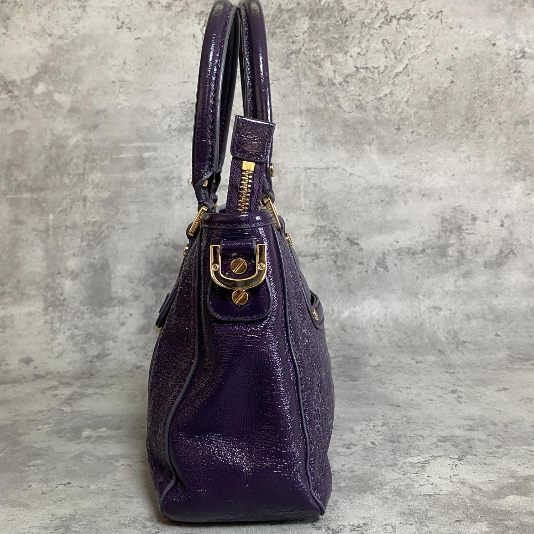 ✨極美品✨トリーバーチ アマンダ ハンドバッグ エナメル 紫 デカロゴ 希少色