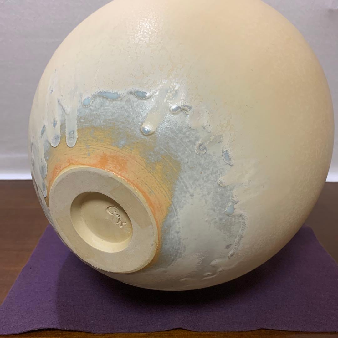 岩崎龍ニ　黄檗釉　壷　おうばくゆ　壺　花器　花瓶　花入　飾り壺　大型作品