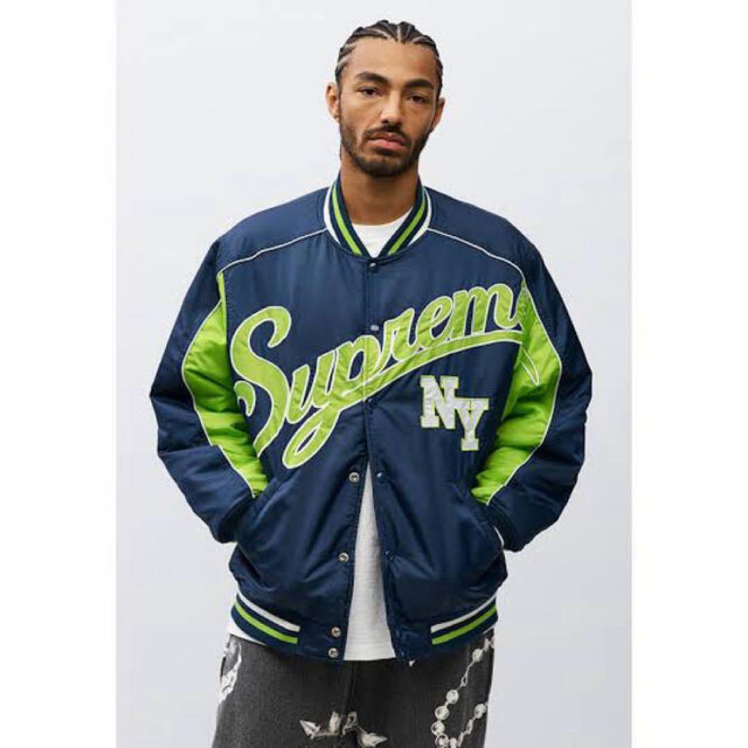 K*k様 激レア Supreme スタジャン ジャケット ブルゾン ネイビー グ