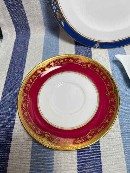 733 大倉陶園　ロイヤルブルークラウン皿　アレキサンドリーヌ茶托　レモントレイ