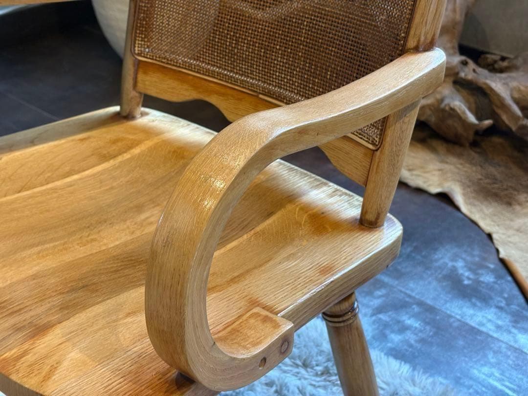 ナラ材　楢材　剥離家具　ストリップド家具　柏木工　アームチェア　ラタン　NZ