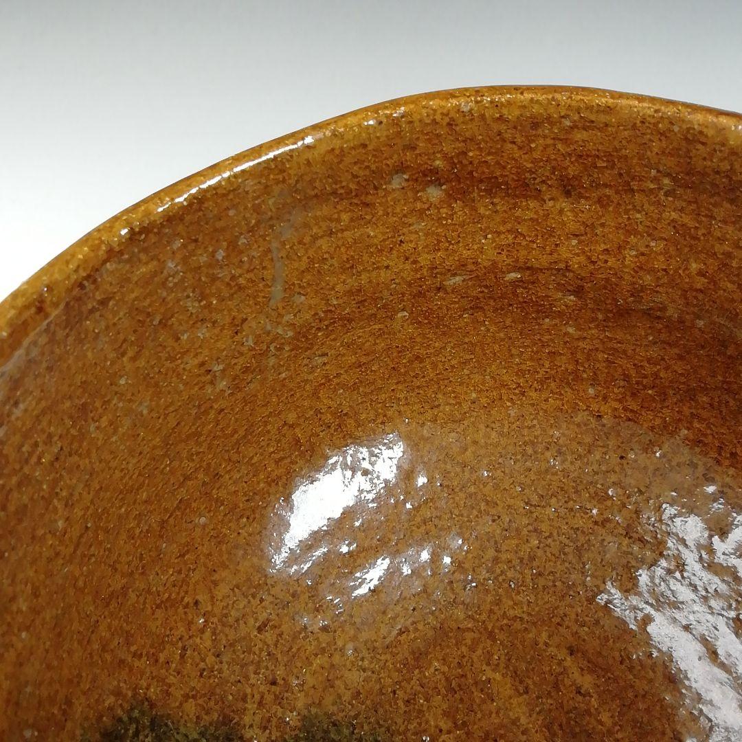 Ｗ１８７　茶碗　『飴釉　大樋茶碗』『龍の絵』『大樋長阿弥 造』　共箱　茶道具