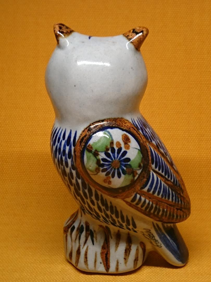 【美品】フクロウ　陶器　オブジェ　置物　インテリア　工芸品　美術品　A1296