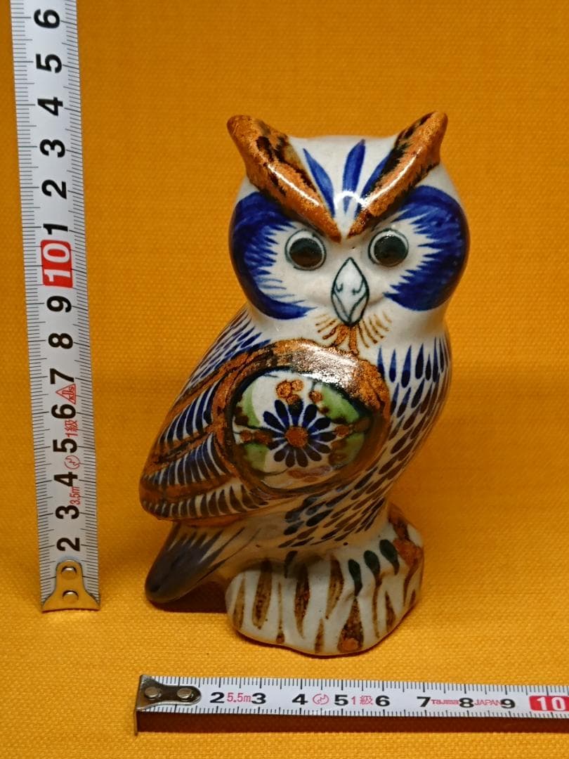 【美品】フクロウ　陶器　オブジェ　置物　インテリア　工芸品　美術品　A1296