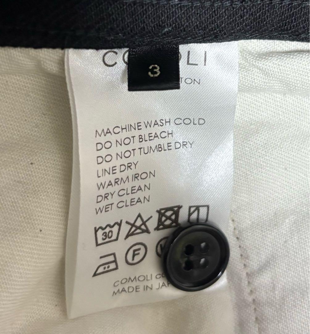 COMOLI 25ss デニムベルテッドパンツ black サイズ3