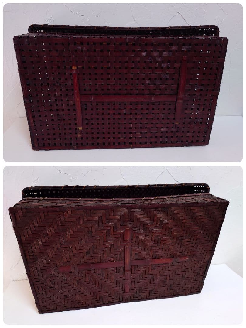【2箱セット】昭和レトロ 竹カゴ 竹文箱 竹籠 竹箱 竹かご