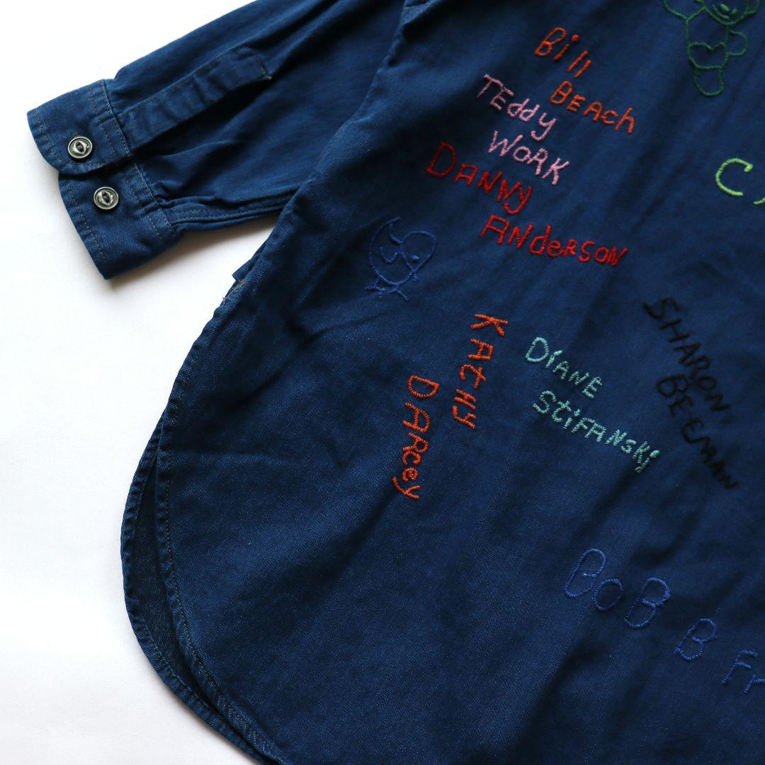 新品未使用‼️DENIM DUNGAREE スラブヤーン刺繍シャツ120ネイビー