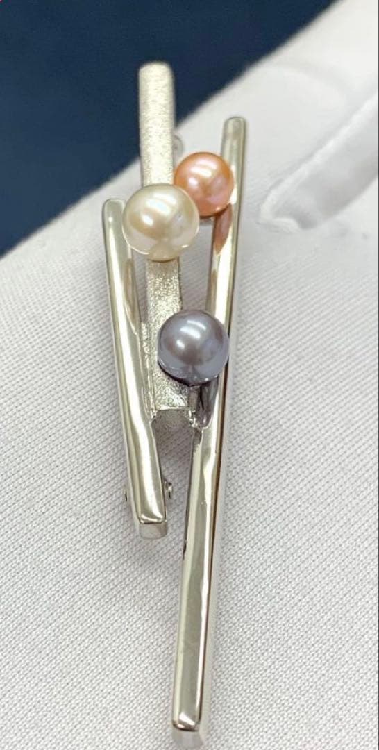 SVシルバー　タサキ　パール　ブローチ