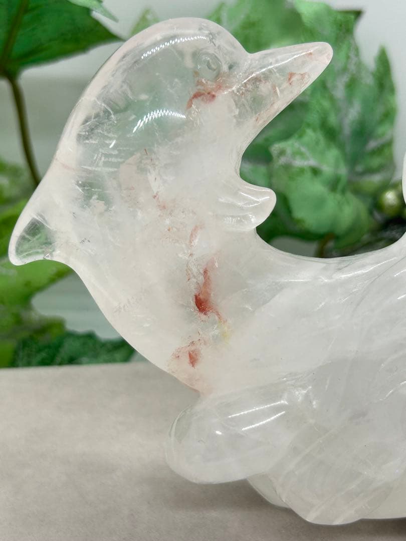 天然石水晶　イルカ置物　No.1494