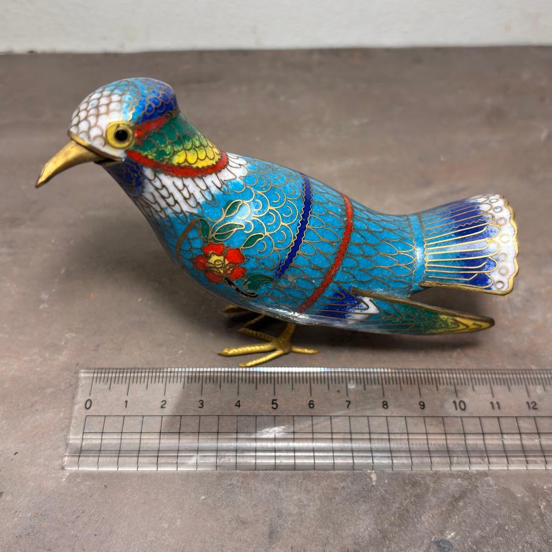 スス鳥　七宝　工芸　中国民藝　クロワゾネ