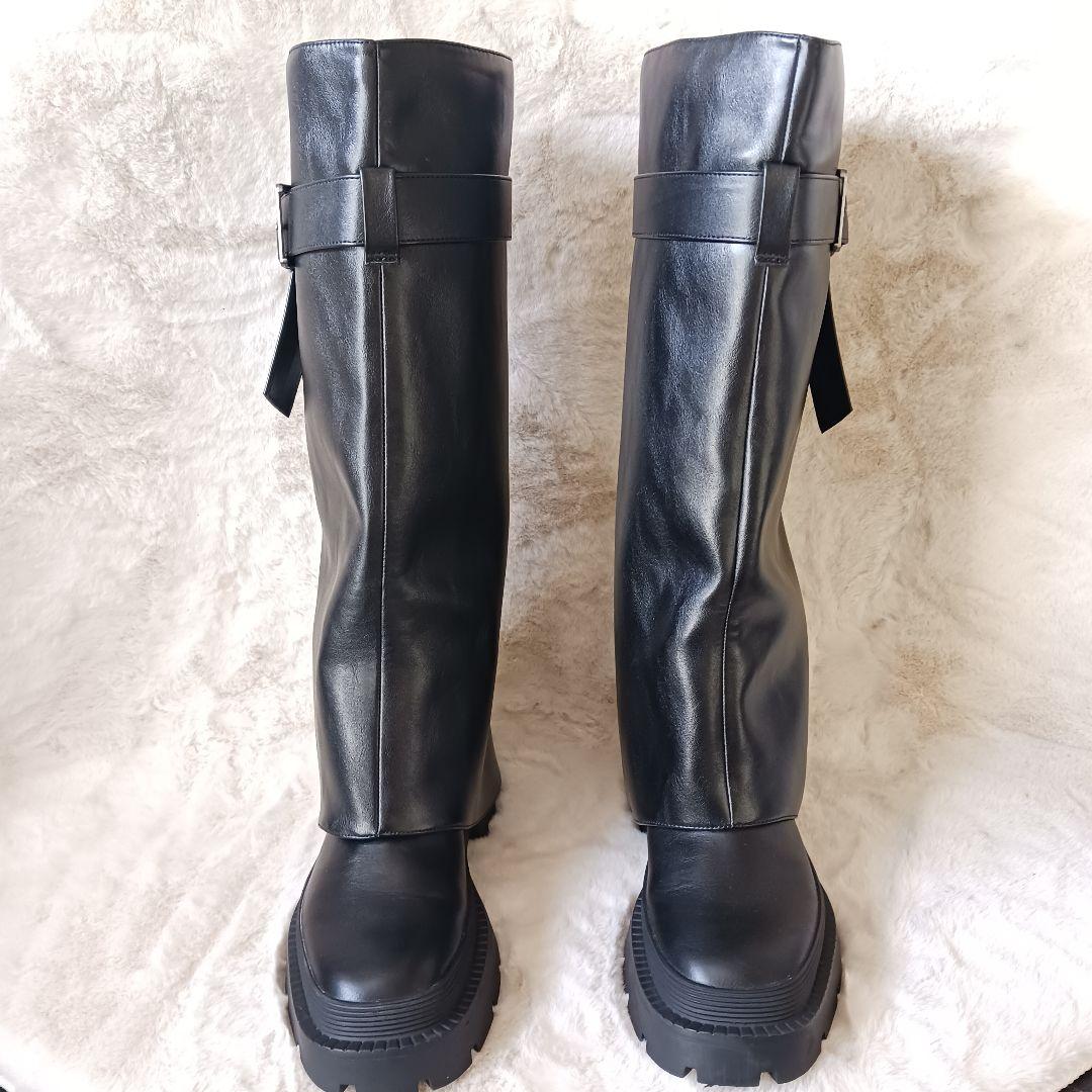 未使用　ザラ ニーハイゲートルロングブーツ 2024年モデル　23.5㎝　黒
