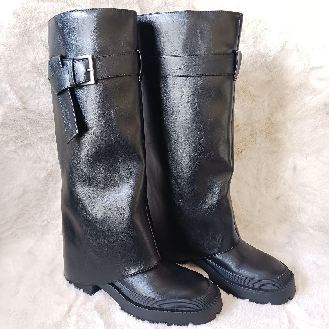 未使用　ザラ ニーハイゲートルロングブーツ 2024年モデル　23.5㎝　黒