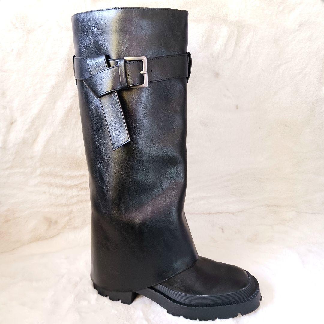 未使用　ザラ ニーハイゲートルロングブーツ 2024年モデル　23.5㎝　黒