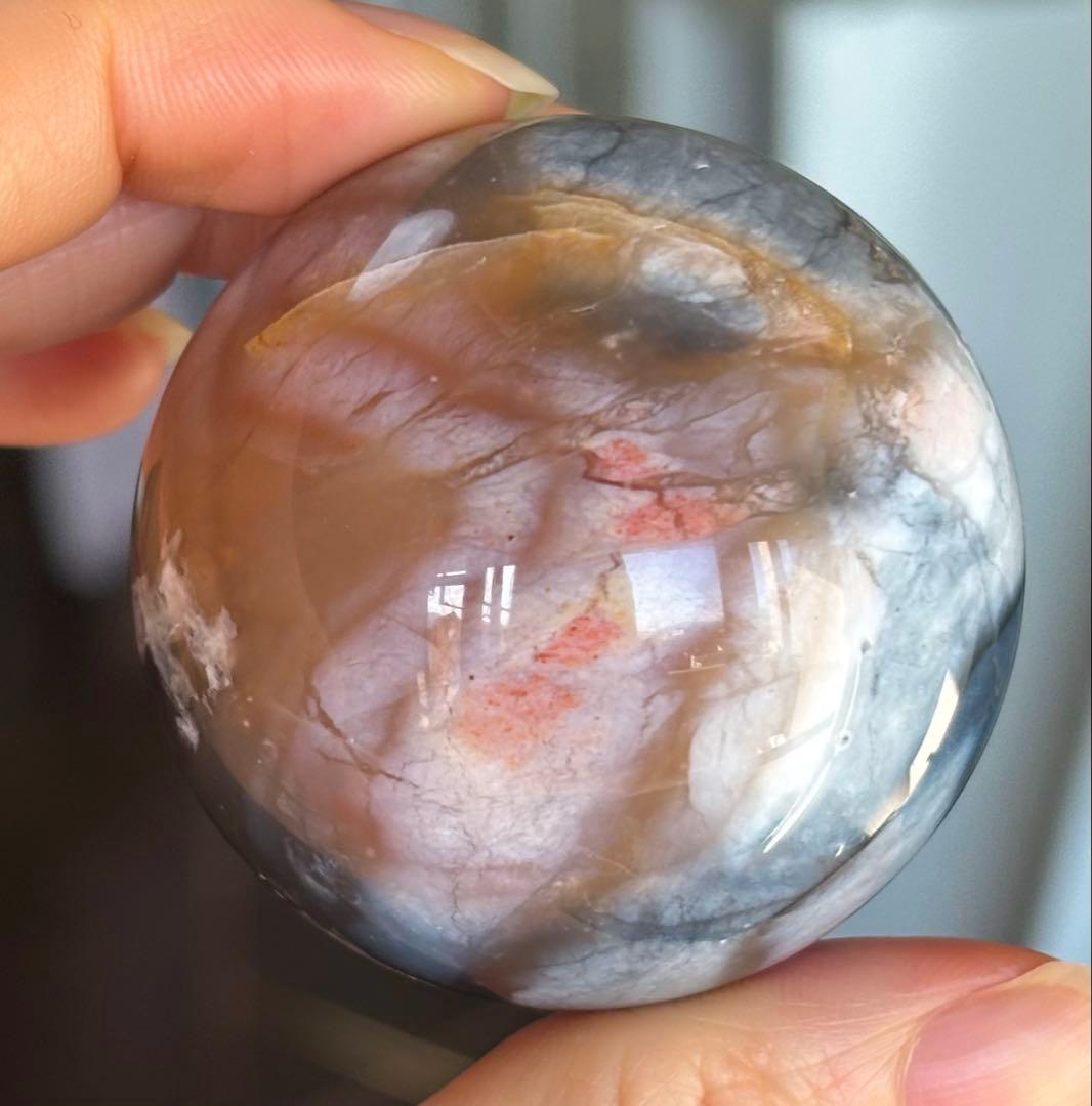 再入荷　レアカラー　高品質　ブルーピンク　ペトリファイドウッド　スフィア　珪化木