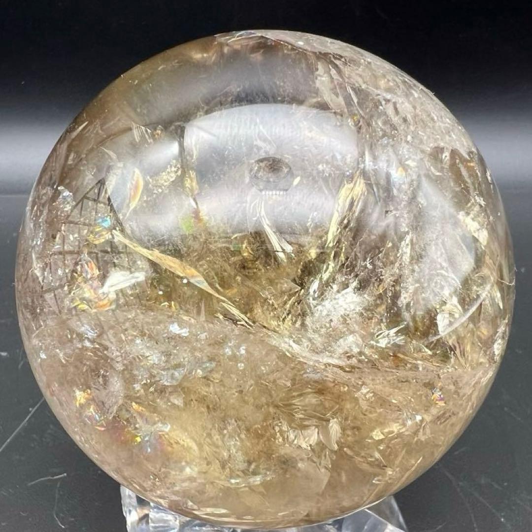 ✳️【幸運の石】✨綺麗な虹とファントム✨レインボー シトリン 丸玉 天然石 置物