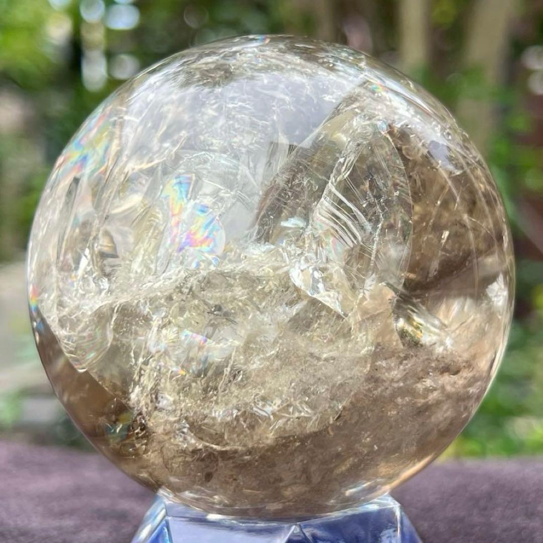 ✳️【幸運の石】✨綺麗な虹とファントム✨レインボー シトリン 丸玉 天然石 置物