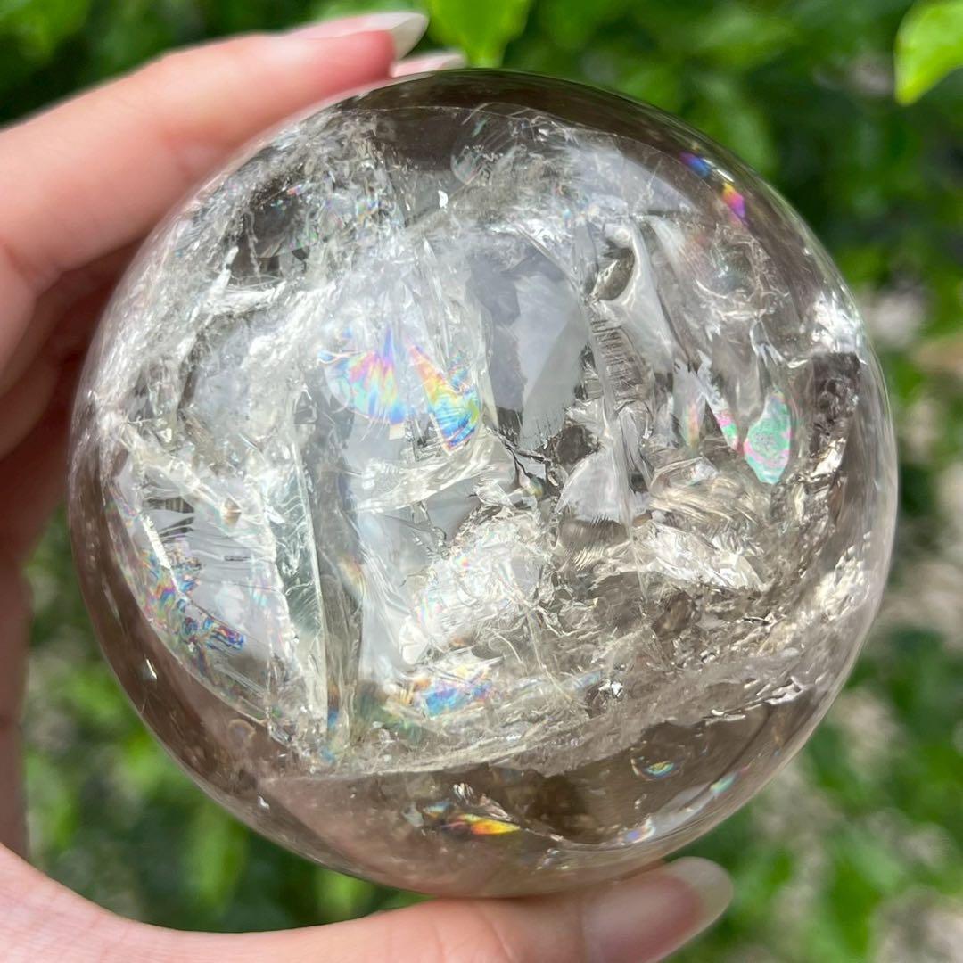 ✳️【幸運の石】✨綺麗な虹とファントム✨レインボー シトリン 丸玉 天然石 置物