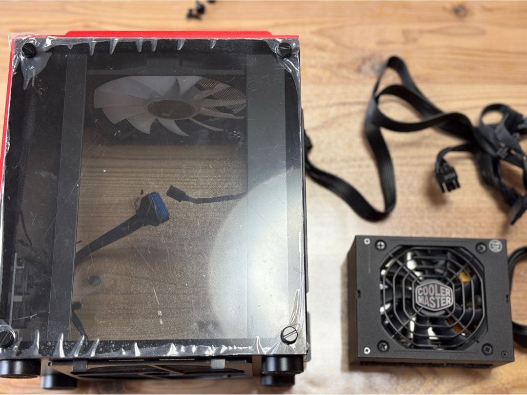 赤 ミニPCケース jonsbo t8 電源セット