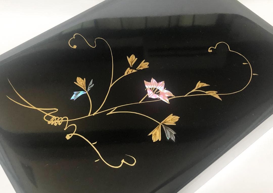 漆器 漆塗り 木製  文箱 文庫 螺鈿花絵蒔絵 アウトレット 桜井漆器
