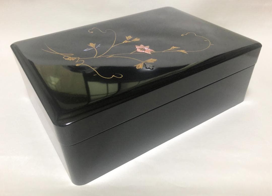 漆器 漆塗り 木製  文箱 文庫 螺鈿花絵蒔絵 アウトレット 桜井漆器
