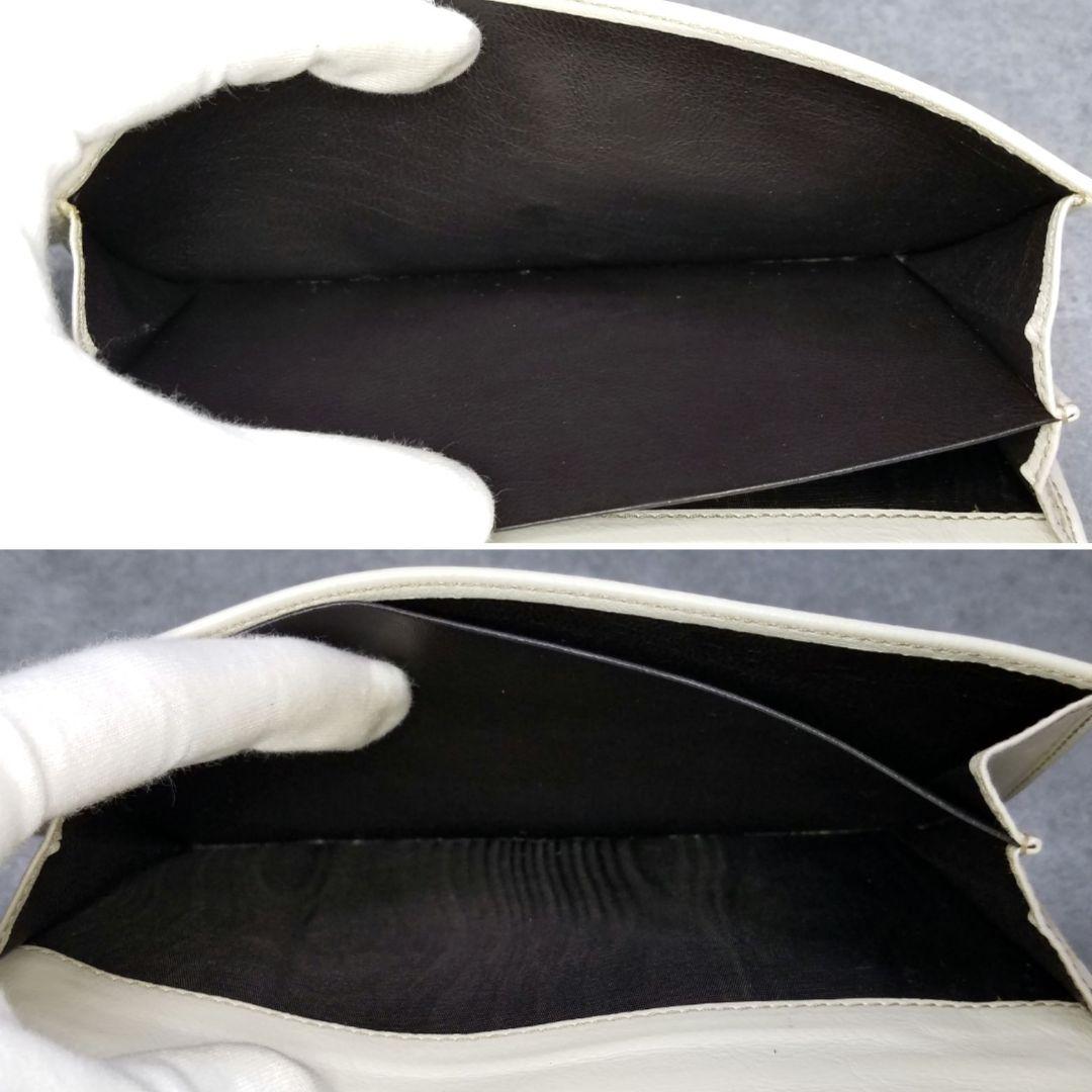 極美品 グッチ GUCCI GGシマ Wホック ホワイト レザー 白 長財布