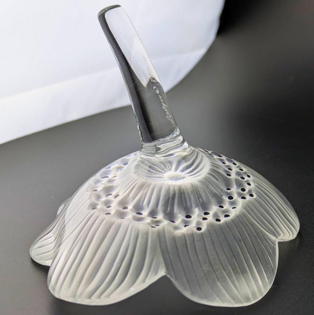 上品な趣★ラリック アネモネ ペーパーウェイト フロスト エナメル フランス