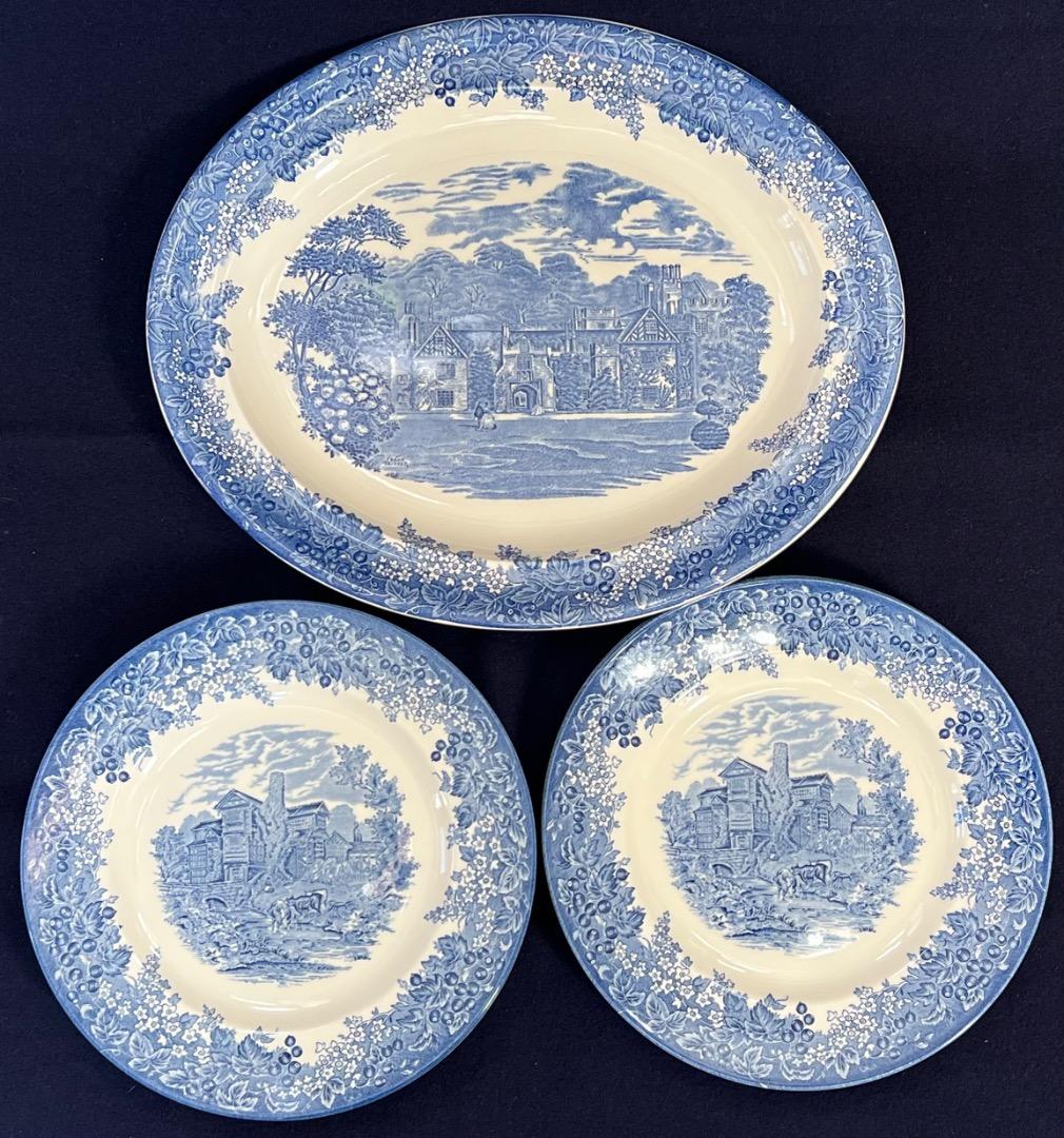 　お皿６枚（楕円大皿１枚 ＆ 丸中皿５枚）　ロマンチック英国風景