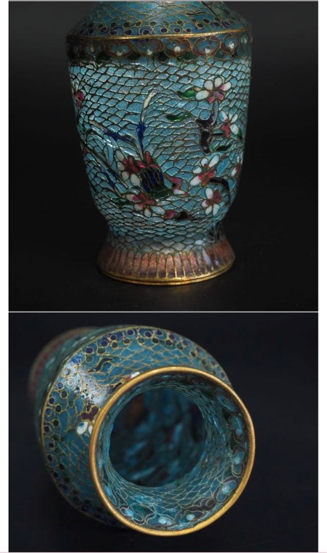 送料無料　中国古玩　琺瑯彩省胎七宝花瓶　高12ｃｍ