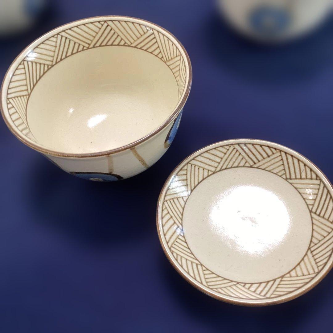 京焼梅絵小蓋物7客　　新品未使用　　嘉豊作