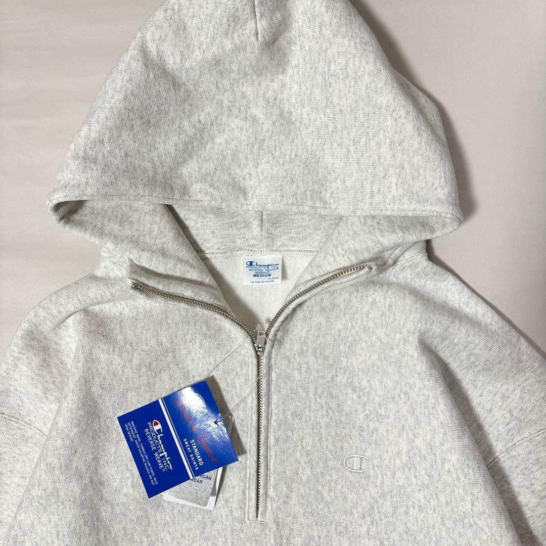 新品◎Champion 別注 フードハーフジップドロストプルオーバー