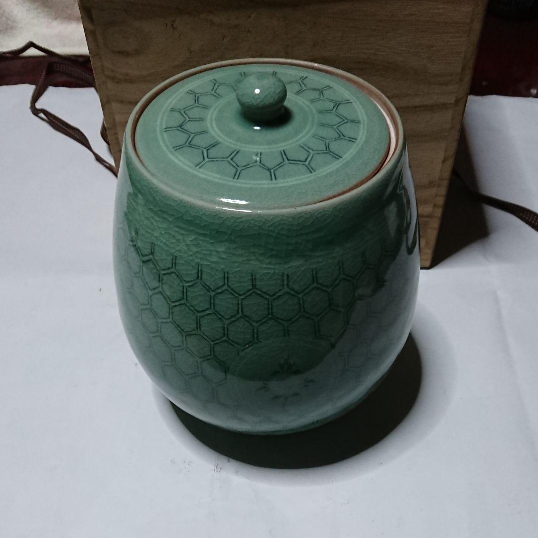 韓国人陶芸家 月岩作 青磁象嵌水差し 未使用品☆(3月31日迄値引き販売中)☆