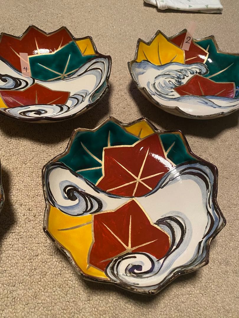 乾山写呉須入り竜田川文向付10客清水焼　京器　懐石向付