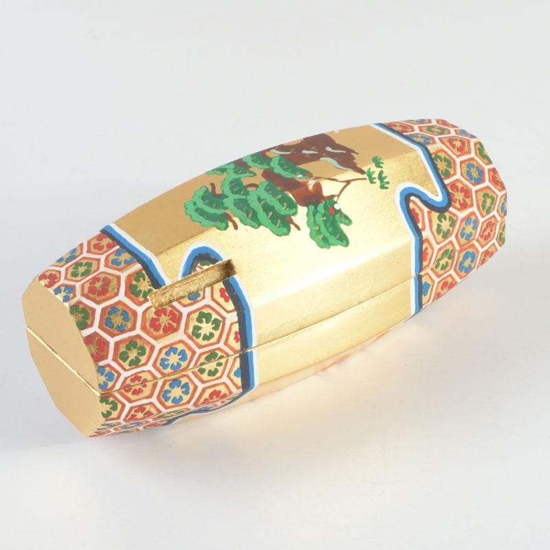 aoi　島津有職庵作　本金箔京彩　ぶりぶり香合　共布共箱　V　9488