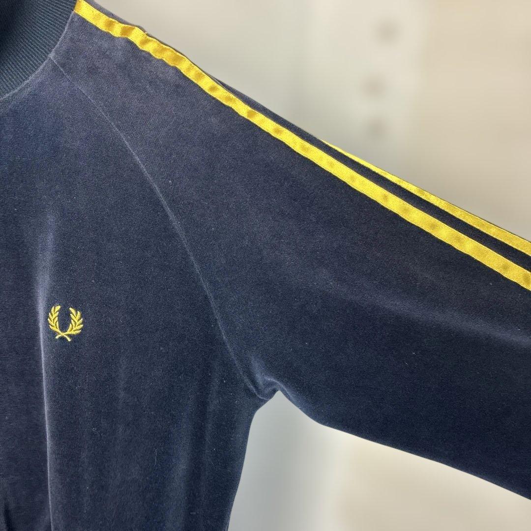 トラックジャケット　ベロア　フレッドペリー　ブラック　刺繍　ジャージ　Fred