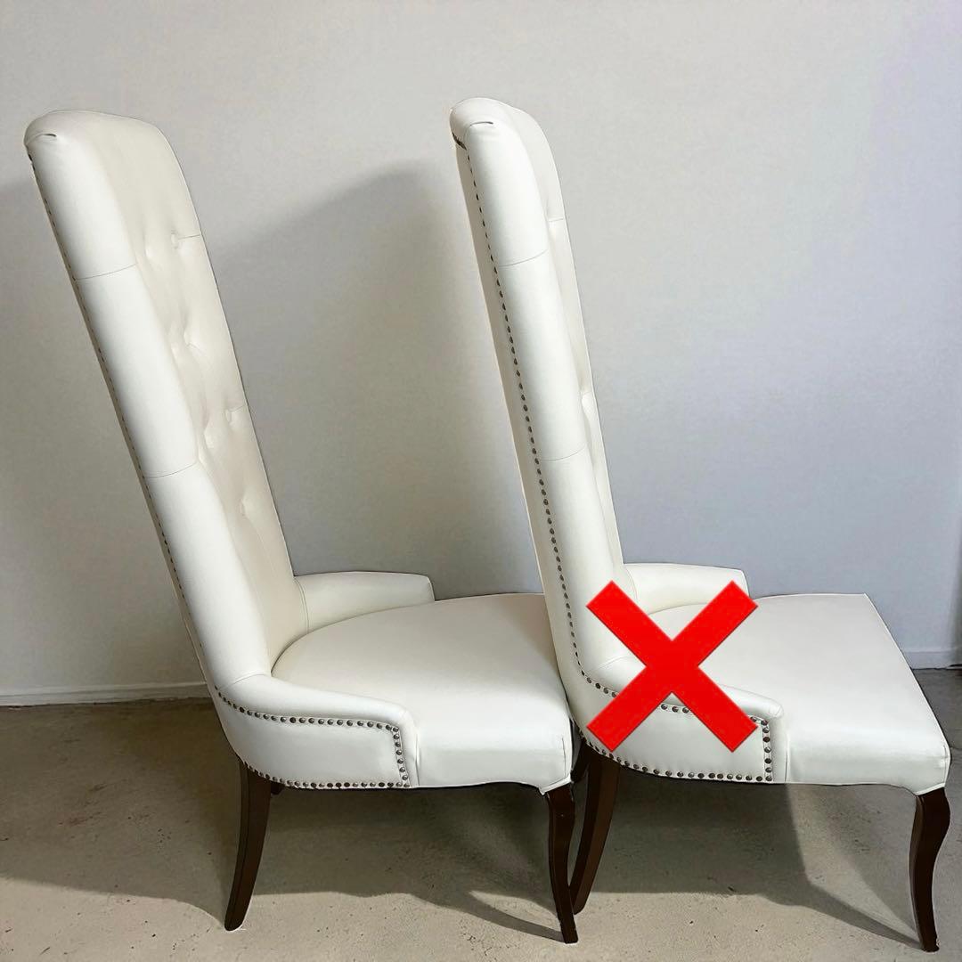 王様 ラウンジチェア 希少 ハイバックチェア アンティーク レザー 椅子 白 ②