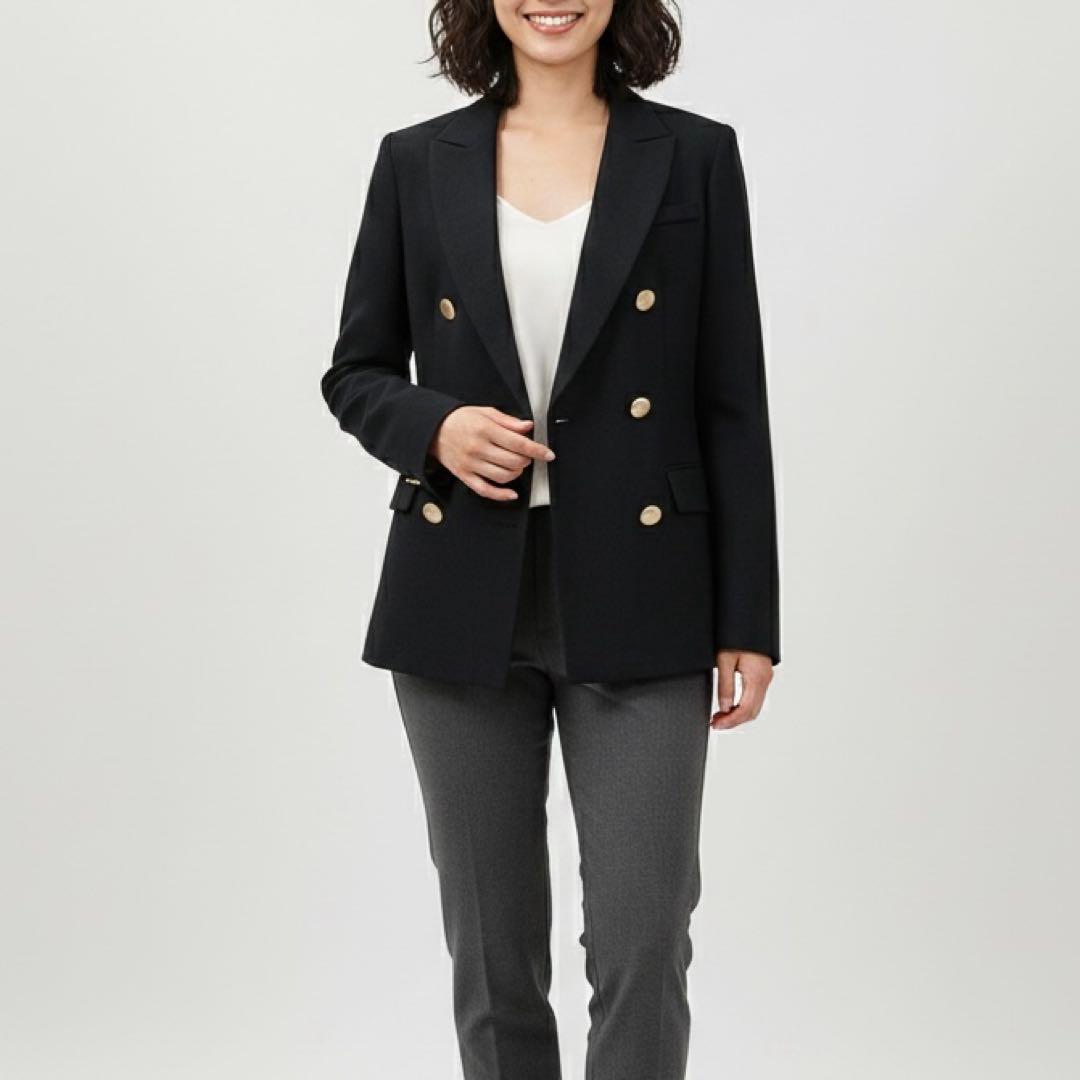 NOLLEY'S sophi サージ シャーク ダブル ジャケット 金ボタン